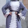 Roupas étnicas Europa e Oriente Médio deixam o manto feminino de renda com cinto sem turbano muçulmano Comfort ABAYA