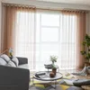 커튼 단색 얇은 색 얇은 깎아 지른 창문 커튼 거실 침실 현대 쉬폰 주방 완성 된 치료