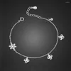 Tobilleras de moda Plata de Ley 925 24 Cm copo de nieve campana cadena joyería para mujer colorida playa pie tobillera pierna pulsera