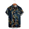 M￤ns avslappnade skjortor 2022 Summer Hawaiian Shirt Retro Tree Pattern Tryckt Kort ￤rm Snabb torr strandkl￤derknapp ner Semester