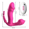 Beauty Items 3 IN 1 Sucking Vibrator Clitoris Sucker Anal Beads Vagina Stimulator Wearable Oral Vibrators Erotic Toy Dildo for Women sexy Toys