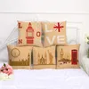 Pillow Vintage London Style Cover Cotton Linen Decorative Pillowcase Chair Seat Square 45x45cm Home Living Textile