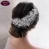 Feestelijke bruiloft tiara oorbellen set zilveren bloemen barokke bruids hoofdtoets kroon strass strass rhinestone met bruiloft sieraden haaraccessoires kronen hoofddeksels