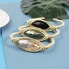 Bangle Bohemian Unique Design Handgjorda metalltrådarmband för kvinnors uttalande Big Rhinestone Cuff Bangles Fashion Jewelry