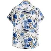 Men's Casual Shirts Men Printed Cardigan Button Down Summer Short Sleeves Cowboy Outfit Mens Silk Sleeve