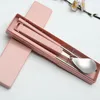 Dinnerware Sets 3Pcs Cute Portable Travel Camping Cutlery Chopsticks Spoon Box Dinner Set Space-saving Lunch Bento