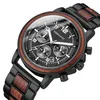 Lyxvarumärke Mens Wood Quartz Wrist Watch Men Sport Waterproof Watch Man Chronograph Träklockor218j