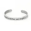 Bangle 12PC Engraved The Love Between A Mother & Daughter Is Forever Open Cuff Stainless Steel Jewelry Gift For Mom Mother's Day