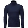 T-shirts pour hommes 2022 Hommes Solid Color Turtleneck Mâle Slim Fit Manches longues Noir Blanc Hommes Tshirt Tops M-3XL