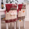 Stoelhoezen Santa Claus Sneeuwman geborduurde dekking voor kerstkeuken Eetafeltje Back Decoratie
