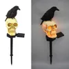 Solar Halloween Decor Lamp Terror Skull Head Crow Landscape Light Outdoor Waterproof Garden Light Party Parts