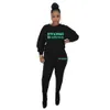 Plus Sizes Designer Women Tracksuits Autumn And Winter Two Piece Pants Letter Printed Round Neck Sweater Suits Outfits 7 Colours