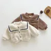 Ensembles de vêtements d'hiver pour bébé, manteau polaire, col marin, pantalon, 2 pièces, chaud, petits enfants pour filles et garçons, vêtements d'extérieur en velours