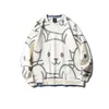 Męskie bluzy z kapturem urocze myszy z kapturem męskie Mężczyzny Cool Pullover Harajuku Tops Streetwear Męsin Amutumn Amine Hip Hop Hop Bluza luźna para biała