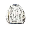 Hommes Hoodies Mignon Souris Imprimer Sweat À Capuche Hommes Cool Pull Harajuku Tops Streetwear Homme Automne Amine Hip Hop Sweat À Capuche Lâche Couple Blanc