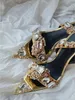 Strass dam sandal Brud högklackat Spegel läder dubbade kristallstenar spetsiga tå juvel sandal ankelrem bröllopsfestklänning kvinnor hänglås 35-43
