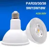 PAR BULB LIGHT 9W 15W 18W AC85-265V E27 LED 다운 라이트 PAR20 PAR30 PAR38 천장 가벼운 홈 조명