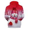 Men's Hoodies Women Christmas Hoodie Big Pocket Cartoon Snowman Print Sweatshirt Pullover Tops Xmas Clothes Women's Casual Tunic