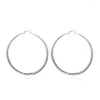 Hoop Earrings Charm 925 Stamp Silver Color For Women Fashion Jewelry 7CM Big Circle Street All-match Gifts