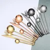 Flatware Sets 24pcs Luxury Glossy Cutlery Set 18/10 Stainless Steel Western Tableware Knife Fork Spoon Teaspoon Gold Mirror Dinner