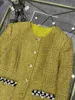 Kvinnorjackor Designer Milan Runway 2023 New Spring O Neck Long Sleeve Paneled Sweaters märke samma stil ytterkläder emes