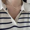 925 Sterling Silver Double Chain Choker Necklaces For Women Girls Bib Statement Snake Layered Necklace