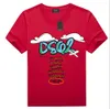 tecido de sarja de algodão DSQ Novo verão masculino de manga curta impressão de camiseta solta moda de moda redonda de pescoço redondo camisa de manga Halva por atacado