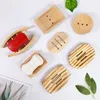 Soap Dishes Stripe Hollow Soap Boxes Natural Bamboo Draining Soaps Dish Storage Supplies For Shower Room RRA769