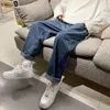 Męskie dżinsy szerokie nogi 2022 Streetwear Worbe Men wiosna jesienna koreańska moda luźna prosta męska dżinsowe spodnie Z112