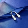 Boucles d'oreilles pendantes en argent Sterling 925 perle d'eau douce naturelle pour les femmes plaqué or 14K LeverBack mode bijoux cadeau