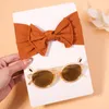 Hair Accessories 2Pcs/Set Lovely Beach Kids Bows Headband For Girls Cute Sunglasses Elastic Nylon Bands Glasses Headwear