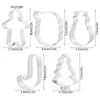 Bakvormen 5 st roestvrij staal kerstkoekjes snijders Gingerbread Xmas Tree Snowman Mold Diy Biscuit Tool Cake Decor