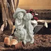 庭の飾り石のエフェクトキスキッズ彫像屋外の妖精の装飾少年少年の女の子の飾り彫刻ベンチ図形の盆栽ミニチュアクラフト