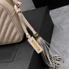 Camera Bag Cowhide Genuine Leather Designer Shoulder Bags Women Handbag Fashion Hardware Letter Adjustable Shoulder Strap Tassel Pendant V Lines