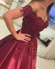 Off the Shoulder V-neck Ball Gowns Prom Dress Applique Lace Matte Satin Sleeveless Evening Gowns Customized