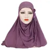 Roupas étnicas mulheres Moda Moda Envolta de lenço de cor sólida Liglas de cores Jersey Hijabs Shawls de lenço na cabeça muçulmana para Turban Cap 2022