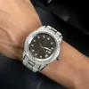Diamant CZ de luxe glacé en acier inoxydable plaqué or quartz hommes montre-bracelet288B