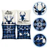 Pillow Christmas Covers Throw Cover Case Pillows Holiday Xmas Couch Reindeer Cases Decorative Protector Square Navy