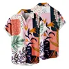 Men's Casual Shirts White Stretch T Men Hawaiian Summer Short Sleeve Printed Fit Beach Mens Turn Down Collar Shirt Packs