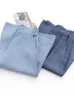 Women's Pants Women's Culottes Ice Silk Loose Wide Leg Of Fashion Elastic Waist Blue Jeans Skirt Solid High 2022 Summer