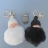 Keychains de beb￪s doces chap￩u de malha de p￪lo de coelho faux