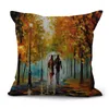 Pillow Lover Valentine's Day Under Tree Cover Cotton Linen Decorative Pillowcase Chair Seat Square 45x45cm M1026