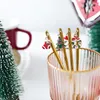 Juegos de vajilla 6pc cucharas navide￱as de horquillas juego de regalos caja de regalo de santa santa cena t￩ postre de t￩ para servir cubiertos
