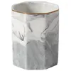 Storage Boxes Marble Makeup Brush Holder Stand Dresser Cosmetic Office Desk Organizer Pen Pencil Ruler Ceramic Tumbler Cup