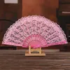 Handmade Cotton Lace Hand Held Fan Party Bridal plastic Frame Cosplay Wedding Props Fashion Fan Tulle RRC650
