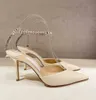 Saeda 85mm Heel Bride Dress Shoes High Heels White Leather Plainty Toe Strap Strap Crystal Ambellivelling Luxury Brands Desiger Shoes Fast Ship With Box