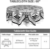 Table Cloth Round Tablecloth 60In Mandala Polyester Cover Circular Covers For Dining/Table/Wedding/Restaurant/Party