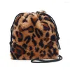 Bolsas de noite moda vaca leite de leopardo impresso de pelúcia crossbody for women garotas lastro de pegal