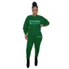 Plus Sizes Designer Women Tracksuits Autumn And Winter Two Piece Pants Letter Printed Round Neck Sweater Suits Outfits 7 Colours