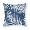 Kuddfodral Kastskydd 18x18 tum Blue White Palm lämnar Polyester Square Slipover Dubbelsidig tryckkudde